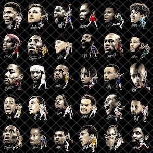 Ensemble de conception NBA Bigface Png, 30 Bigface, Design de t-shirt, Design de basket-ball, Fichier PNG, Convient pour sublimation DTF DTG, Prêt à imprimer