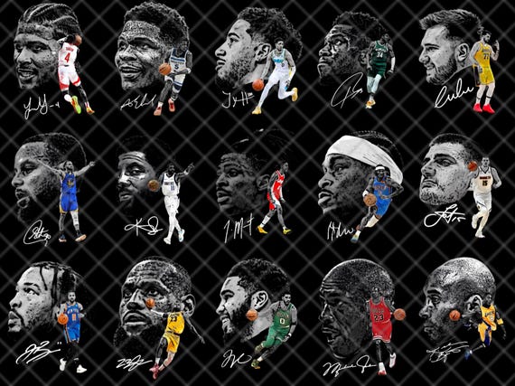 NBA Bigface Png Design Package, Bundle T Shirt Design, Basketball Design, Png File, Good For DTF DTG Sublimation, Halftone, Ready To Print