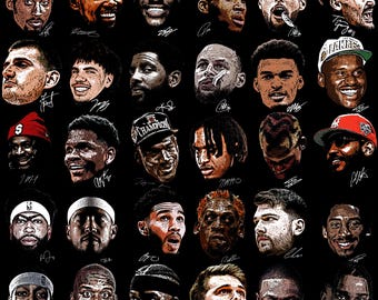 Paquete de diseño PNG de Bigface de jugador de baloncesto, paquete de diseño de camiseta, archivo PNG, ideal para sublimación DTF DTG, semitonos, listo para imprimir.