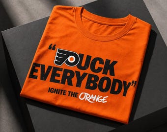 Camiseta naranja estampada, camiseta vintage Puck Everybody Ignite The Orange Statement Shirt