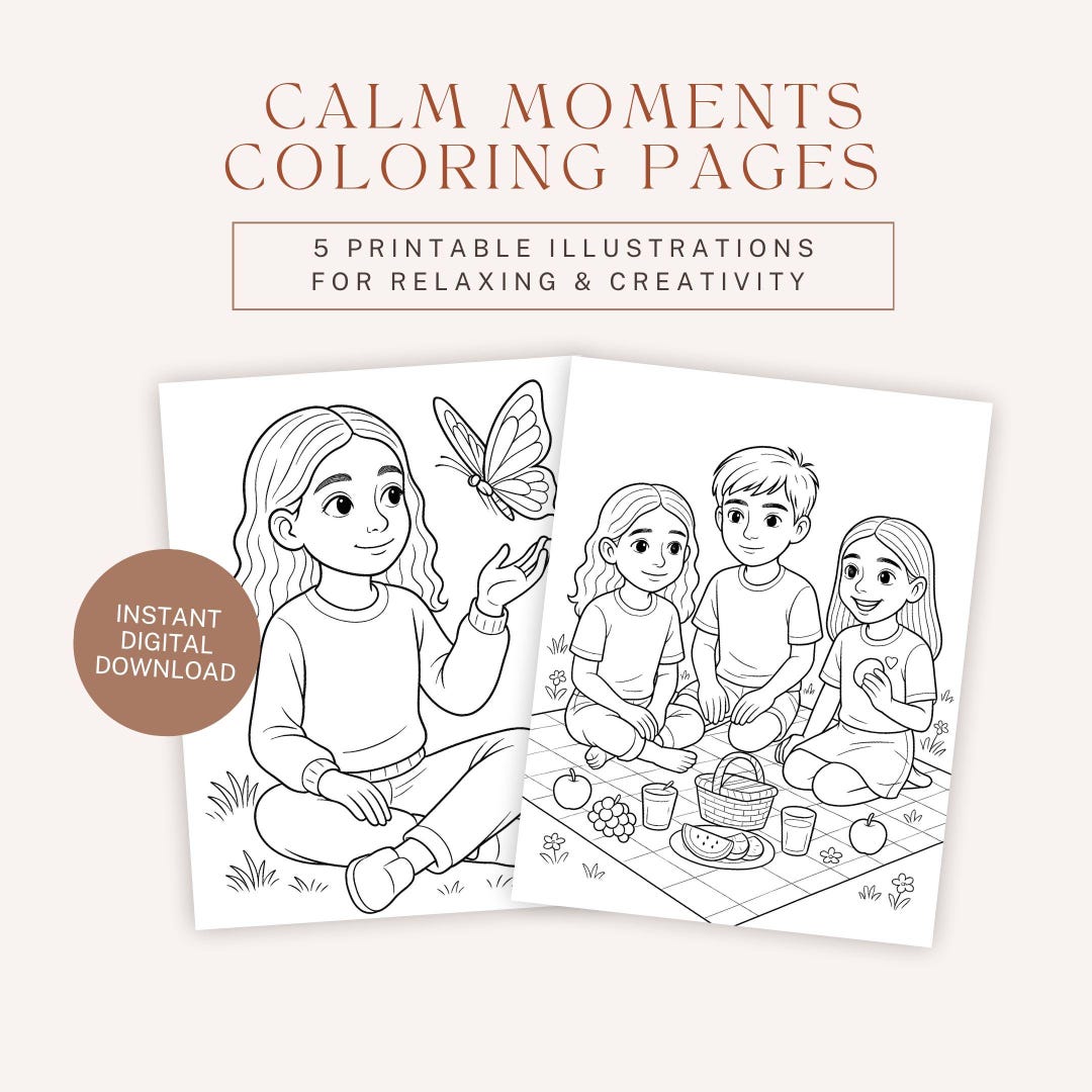 Calm Moments Coloring Pages – 5 Printable Illustrations With Luna and ...