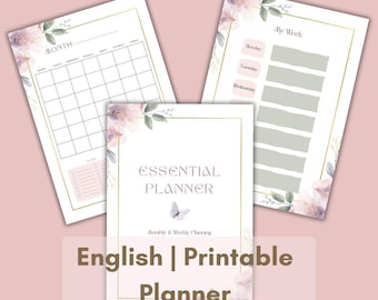 Essential Planner | Monthly & Weekly Planning | Printable PDF Planner | Minimal Calm Design