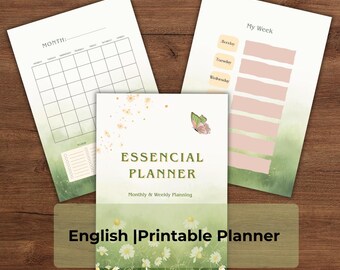 Essential Planner Printable | Weekly & Monthly Planner | A4 A5 US Letter PDF | First Bloom Colletcion