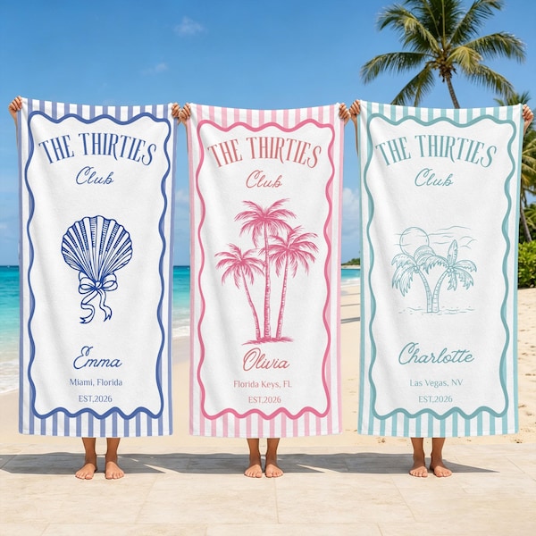 Personalized Birthday Trip Beach Towel,Custom Birthday Club Pool Towel,Girls Weekend Trip Gift,Bestie Beach Party Favor,Vacation Towel