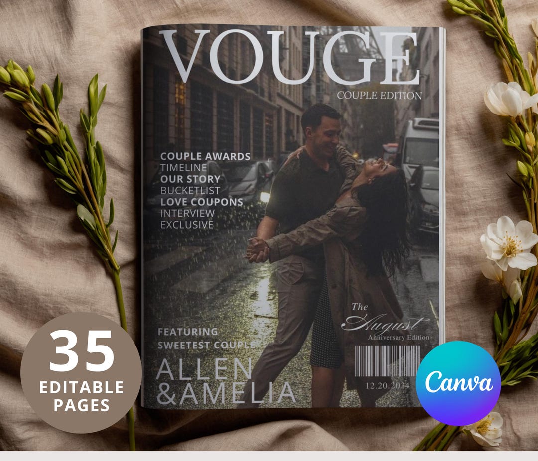 Couple Magazine Template Canva Personalized Anniversary Gift (34page