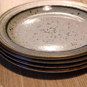 Handmade Speckled Stoneware Side Plates, Rustic Studio Pottery, Set of 4