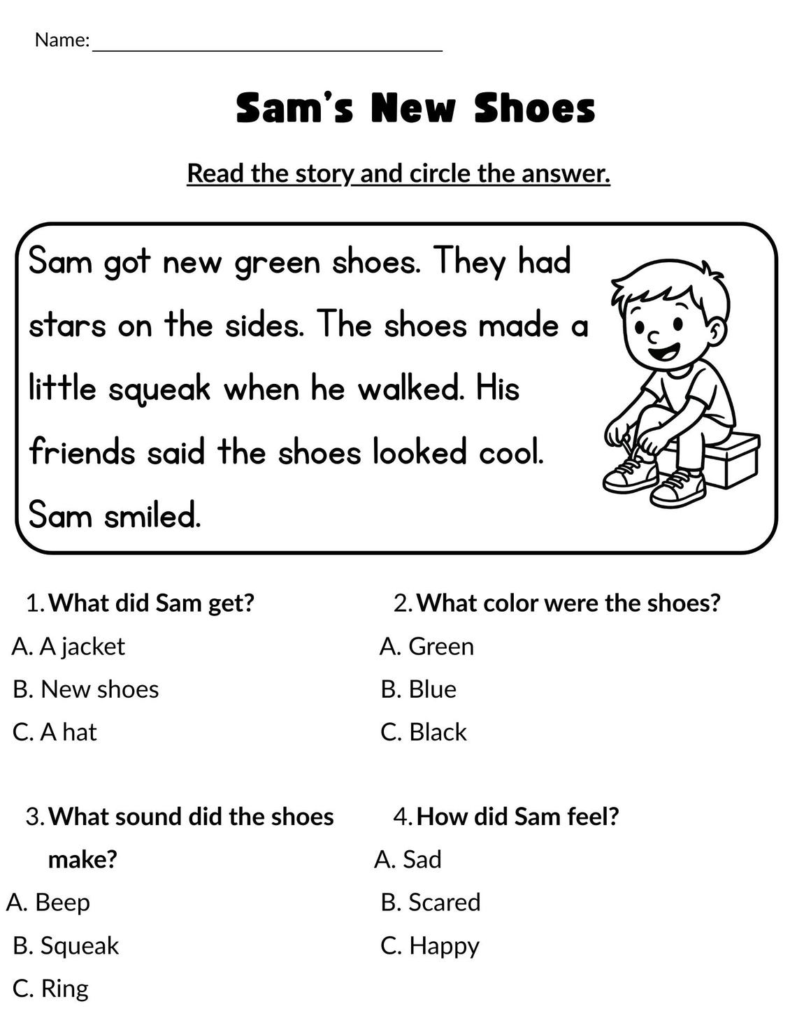 First Grade Reading Comprehension Worksheets, 4 Story Passages With ...