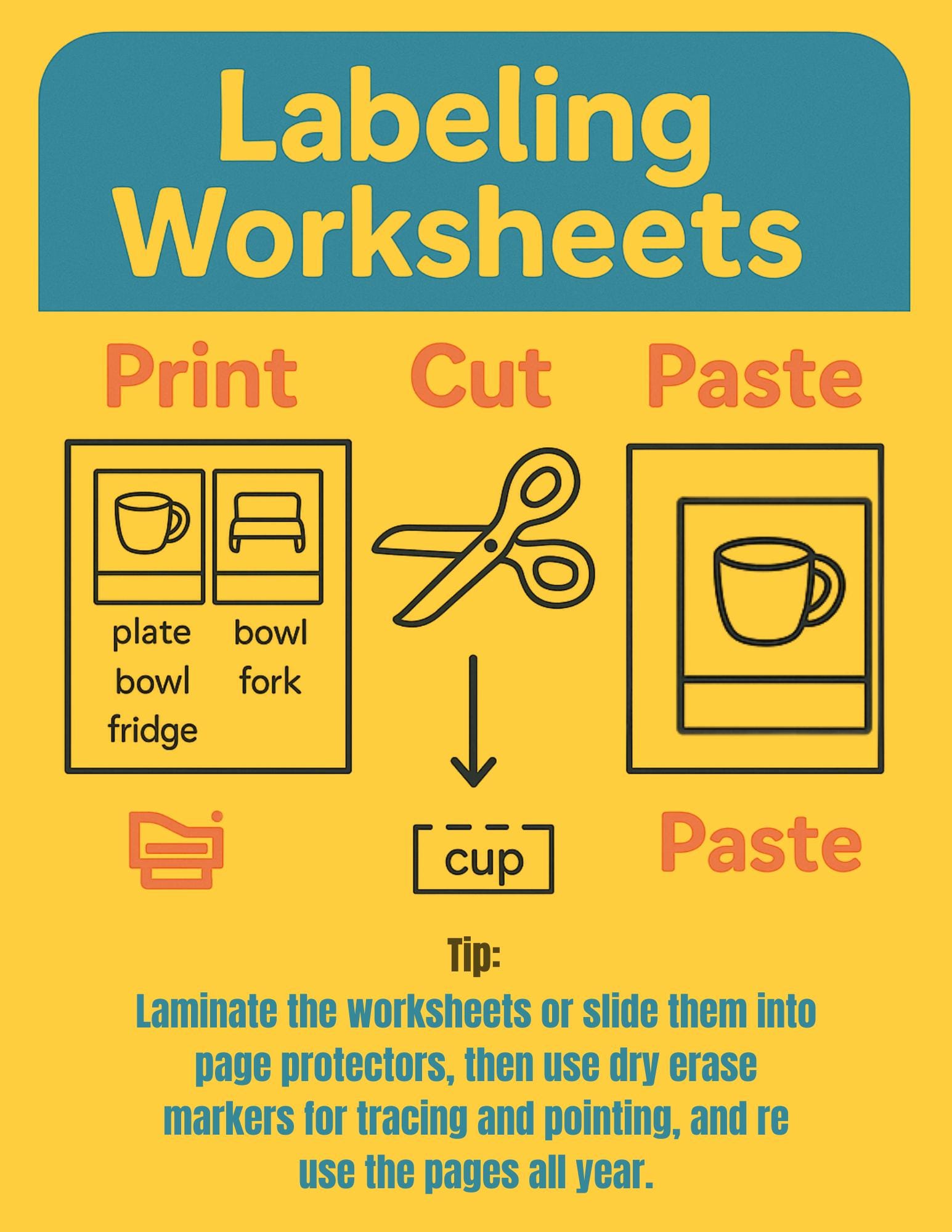 Object Labeling Task Everyday Object Labeling Worksheets for Prek–2 - Etsy