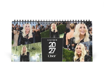 Calendário de mesa Cher 2027 | Calendário fotográfico premium com encadernação em espiral | Presente elegante para fãs e amantes da música