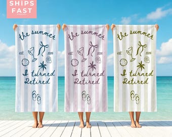 Customized Retirement Gifts For Women,Personalized My Summer Of Retirement Beach Towels,Fun Gifts For Retirees,Retirement Party Souvenirs