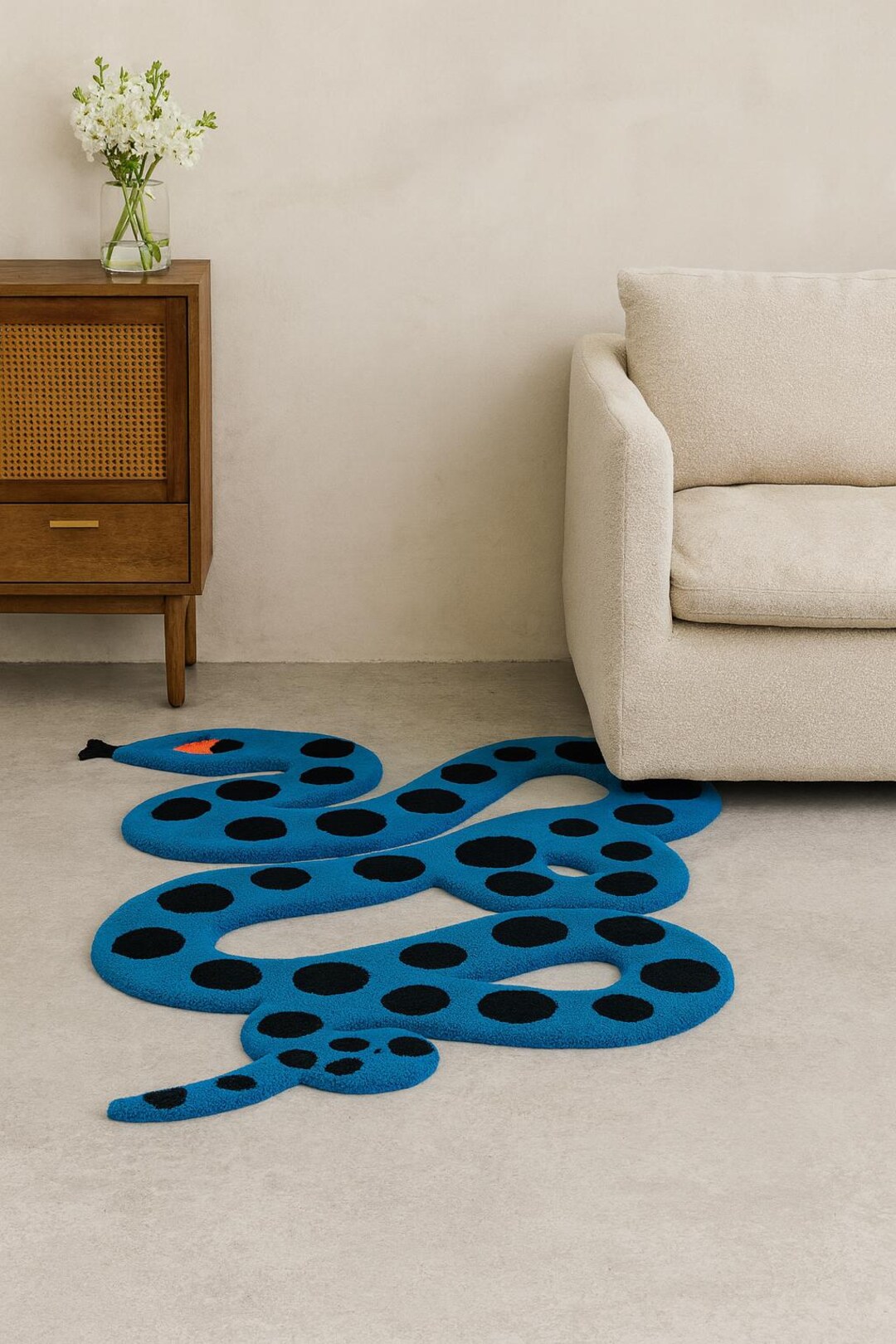 Hand Tufted Blue Snake Rug – Modern Kids Room Serpent Carpet - Etsy