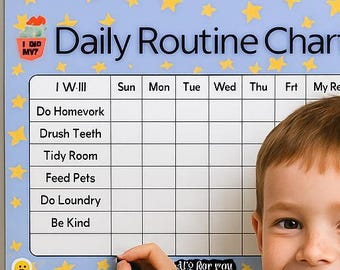 Utskrivbar rutin för barn | Visuellt schema för ADHD | Daglig rutin för autism | A4 PDF