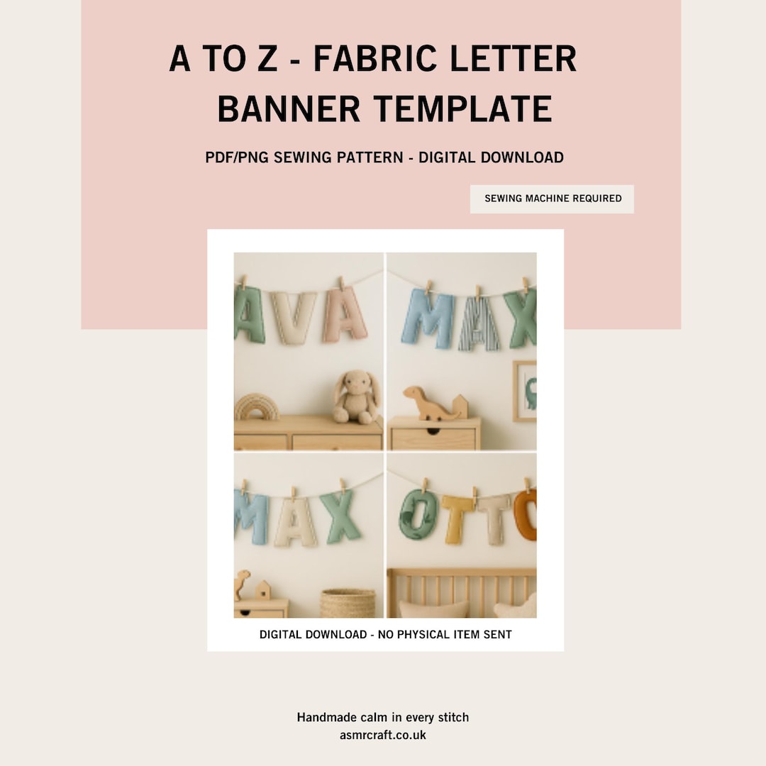 Name Banner Template - Alphabet Letters PDF/PNG for DIY Fabric Banners ...