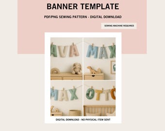 Name Banner Template - Alphabet Letters PDF/PNG for DIY Fabric Banners