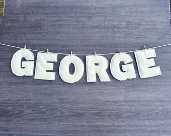 Name Banner - Personalised Boy Felt Nursery Wall Decor