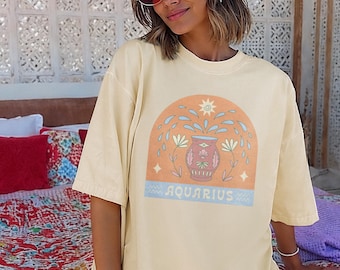 Camiseta Acuario con colores cómodos, camiseta del zodiaco Acuario, cumpleaños de enero y febrero, astrología Acuario, regalo del zodiaco, camiseta del horóscopo