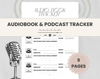 Audiobook & Podcast Tracker Bundle | Digital Listening Log, Graphic Novel Tracker and Genre Tracker | 2026 Reading Planner | Printable PDF