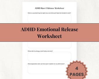 ADHD Emotional Release Workbook | 20 Guided Questions for Emotional Regulation | Overwhelm Reset & Mental Clarity | Printable PDF