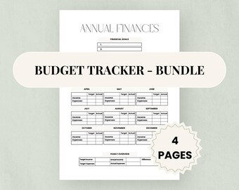 Minimalist Budget Planner Bundle, Weekly Expense Tracker (PDF Download, US Letter & A4)