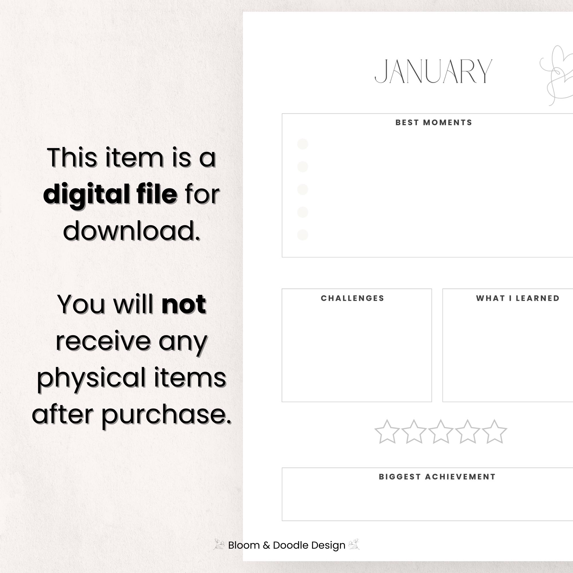 Year in Review Planner 2025 | Yearly Reflection Workbook | Monthly ...