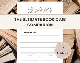 Book Club Planner Bundle | 7-Page Discussion Guide & Reading Notes | Book Club Organizer, Author Spotlight PDF | Digital Download