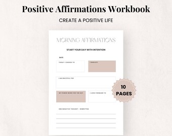 Affirmation Workbook | Positive Affirmations Journal | Mindset & Self-Love Planner | Weekly Affirmation Tracker | Printable A4 · US Letter