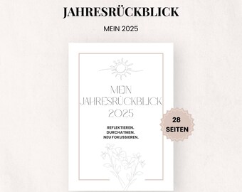 Jahresrückblick Planner | Jahresreflexion Workbook | Jahresreview & Zielplanung | Printable PDF A4 | Persönliche Entwicklung
