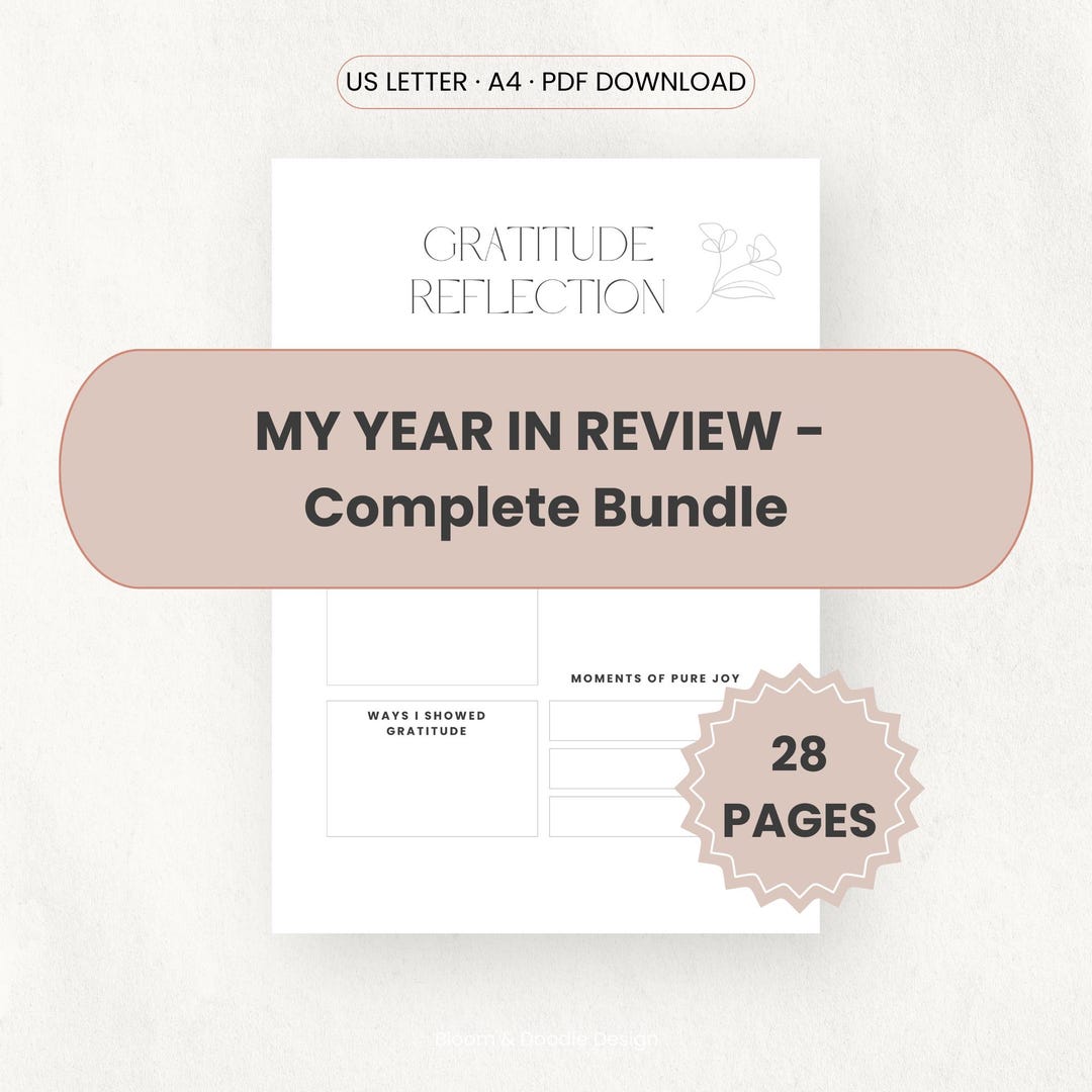 Year in Review Planner 2025 | Yearly Reflection Workbook | Monthly ...