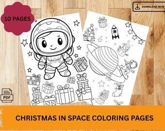 Christmas in Space Coloring Pages – 10 Page Printable Set (PDF)