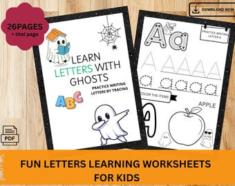 Alphabet Coloring and Tracing Worksheets, Handwriting Practice (Printable PDF)