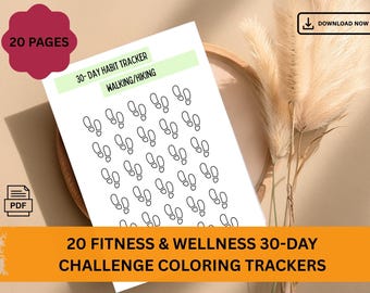 Printable 30-Day Fitness Challenge Tracker – Different Sports And Activities Coloring Pages Included (PDF)