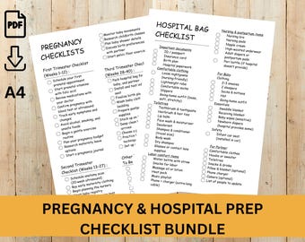 Pregnancy & Hospital Preparation Printable Cheklists Bundle (Instant PDF Download)