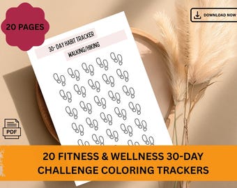 Printable 30-Day Fitness Challenge Tracker – Different Sports And Activities Coloring Pages (PDF)