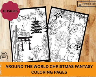 Christmas Around the World Coloring Pages - Fantasy Holiday Activity (Printable PDF)
