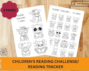 Kids Reading Challenge Tracker: 3 Coloring Pages Printable (PDF)