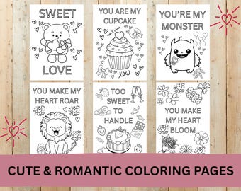 Valentines Day LOVE Coloring Pages With Quotes – 6 Printable Sheets (A4), Adults & Kids