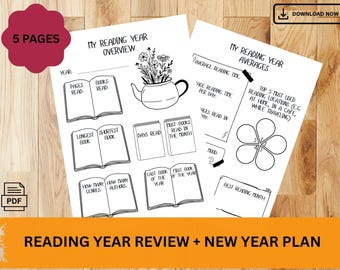 Reading Year Review Printable: Reflection & Goals (PDF Download)