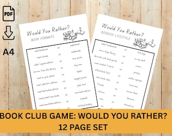 Book Club Game For Readers: Would You Rather? 12 Page Set (PDF Instant Download)