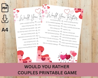 Would You Rather – Couples Printable Game (5 Pages Set)