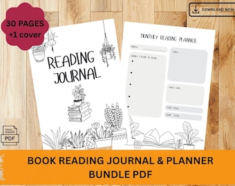 Book Reading Journal & Planner: Tracker, Challenge, Log, Review (PDF)