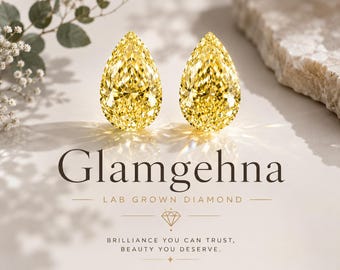 3.00 Ct Fancy Vivid Dark Yellow Pear Shape Diamond Pair | Natural Diamonds for Earrings