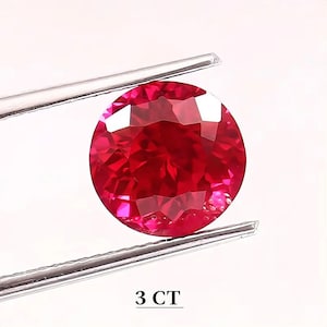 AAA+ Lab grown Red Ruby Round Cut | Certified Loose Gemstone for Ring & Jewelry Making