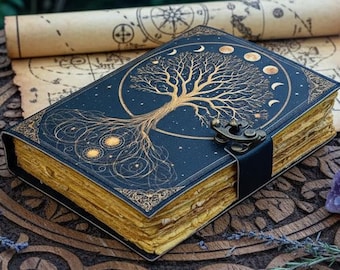 400 Pages Tree of Life Leather Journal For Women Handmade Vintage Diary | Pagan Grimoire Book of Shadows | Celestial Spell Notebook | VLC