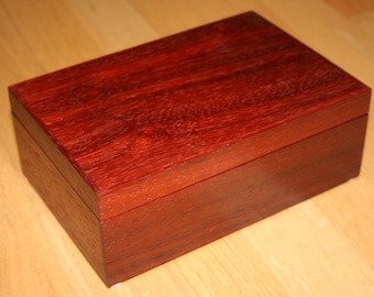 Padauk Wood Lift Lid Keepsake Box, Black Walnut Lined