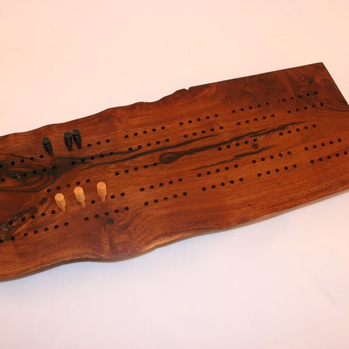 Cribbage Board, Iron Wood with Red Coral and Tiger Eye, shops (CR0103)