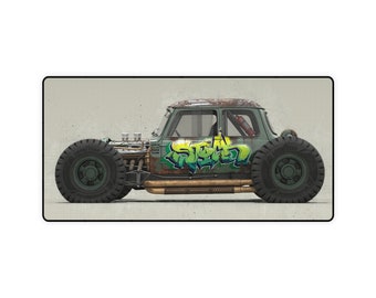 Mini Cooper Rat Rod Desk Mats, Custom art, 3D rendering, large mouse pad