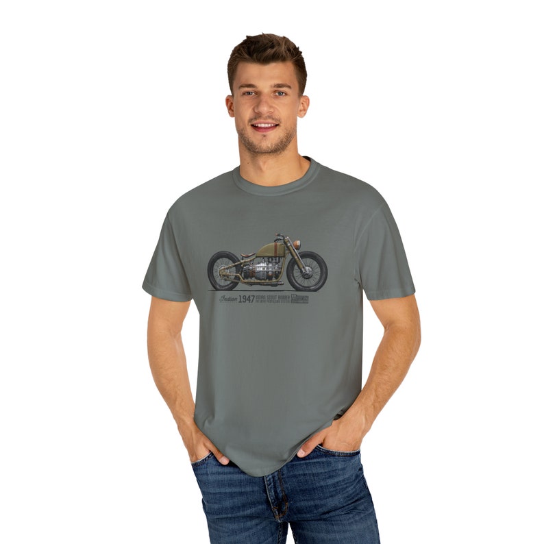 Arte conceptual de la camiseta de la motocicleta militar india, bobber explorador indio, propulsión Ion Drive, Cafe Racer, regalo de motociclista, prototipo de motocicleta imagen 7