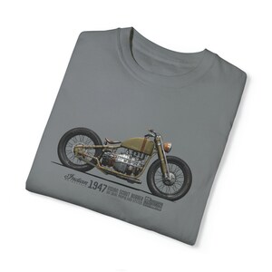 Arte conceptual de la camiseta de la motocicleta militar india, bobber explorador indio, propulsión Ion Drive, Cafe Racer, regalo de motociclista, prototipo de motocicleta Grey