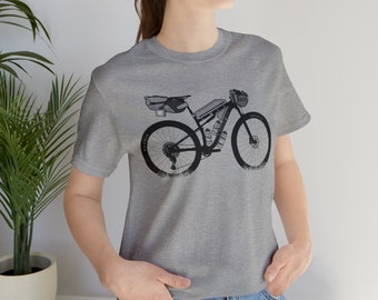 Bikepacking on a MTB {Grey}  T Shirt, Bike Riding, Bike Packing, bikepacking, adventure bike, Mountainbiking, cycling, bike