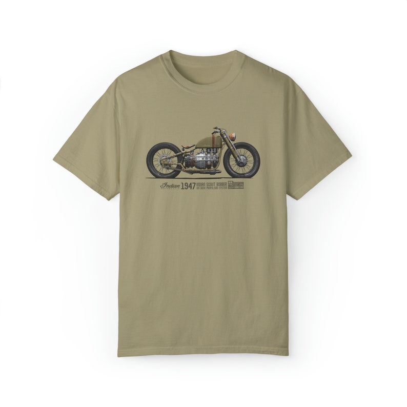 Arte conceptual de la camiseta de la motocicleta militar india, bobber explorador indio, propulsión Ion Drive, Cafe Racer, regalo de motociclista, prototipo de motocicleta imagen 2